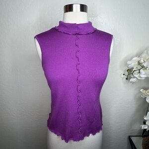 Escada vintage sleeveless knit ruffle trim knit In Purple Size 34